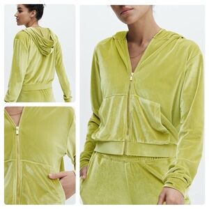Fabletics M Lime Velour Hoodie & Matching XL Joggers Set. NWT